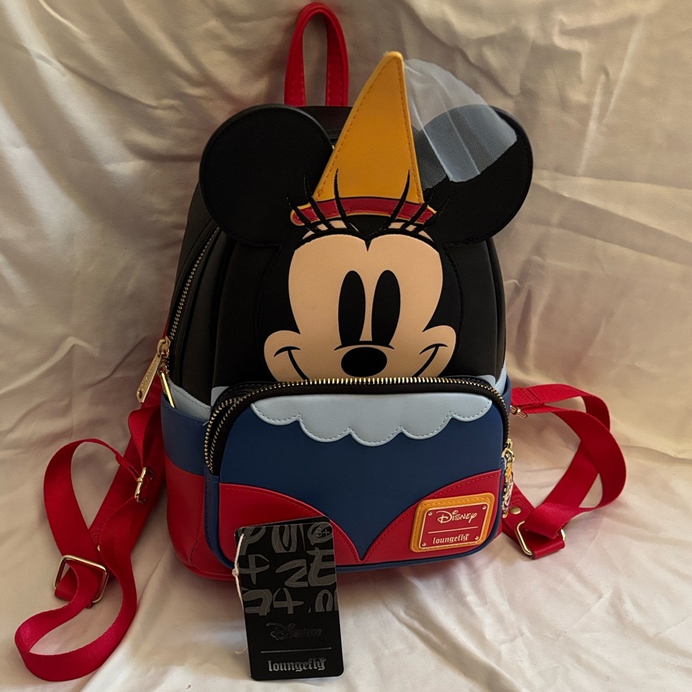 Minnie Mouse Brave Little Tailor Princess Loungefly Backpack - Red, Blue, Black - Picture 11 of 12